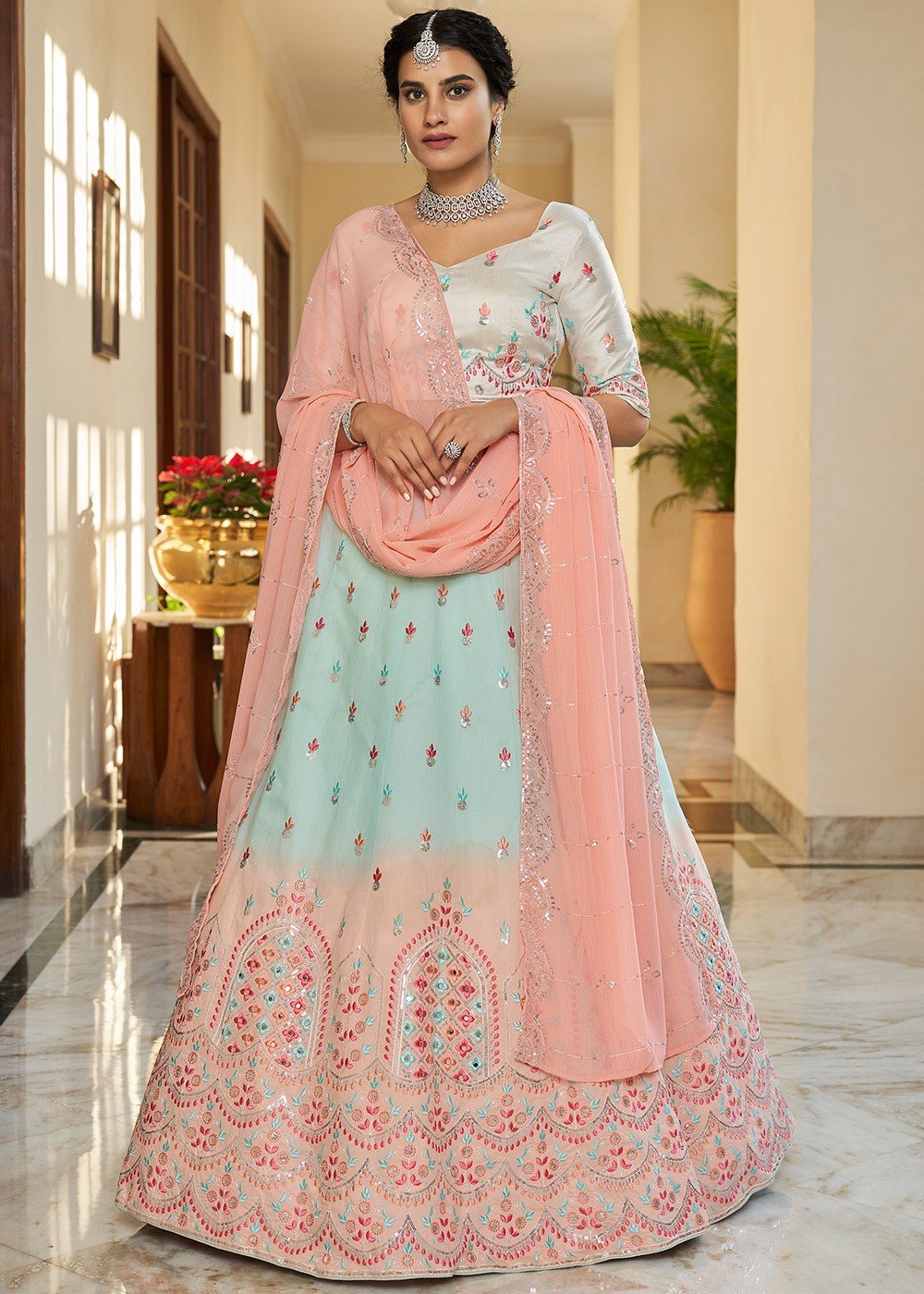 iDress-Premium Bridal wear PEACH colored lehenga Choli – iDressboutique.in