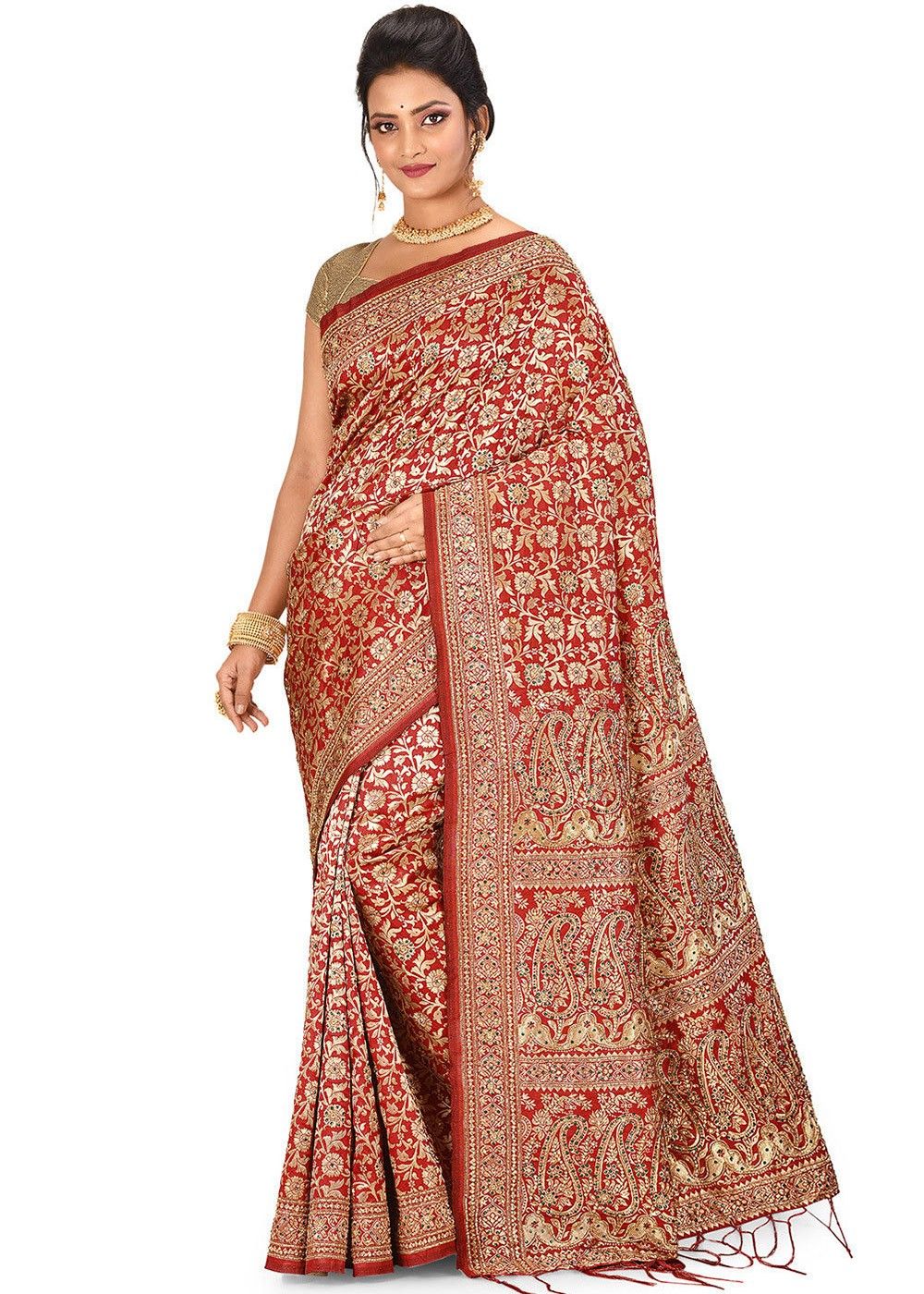 Navy BLue and Red color soft silk kanchipuram sarees with border less sarees  design -KASS0000165