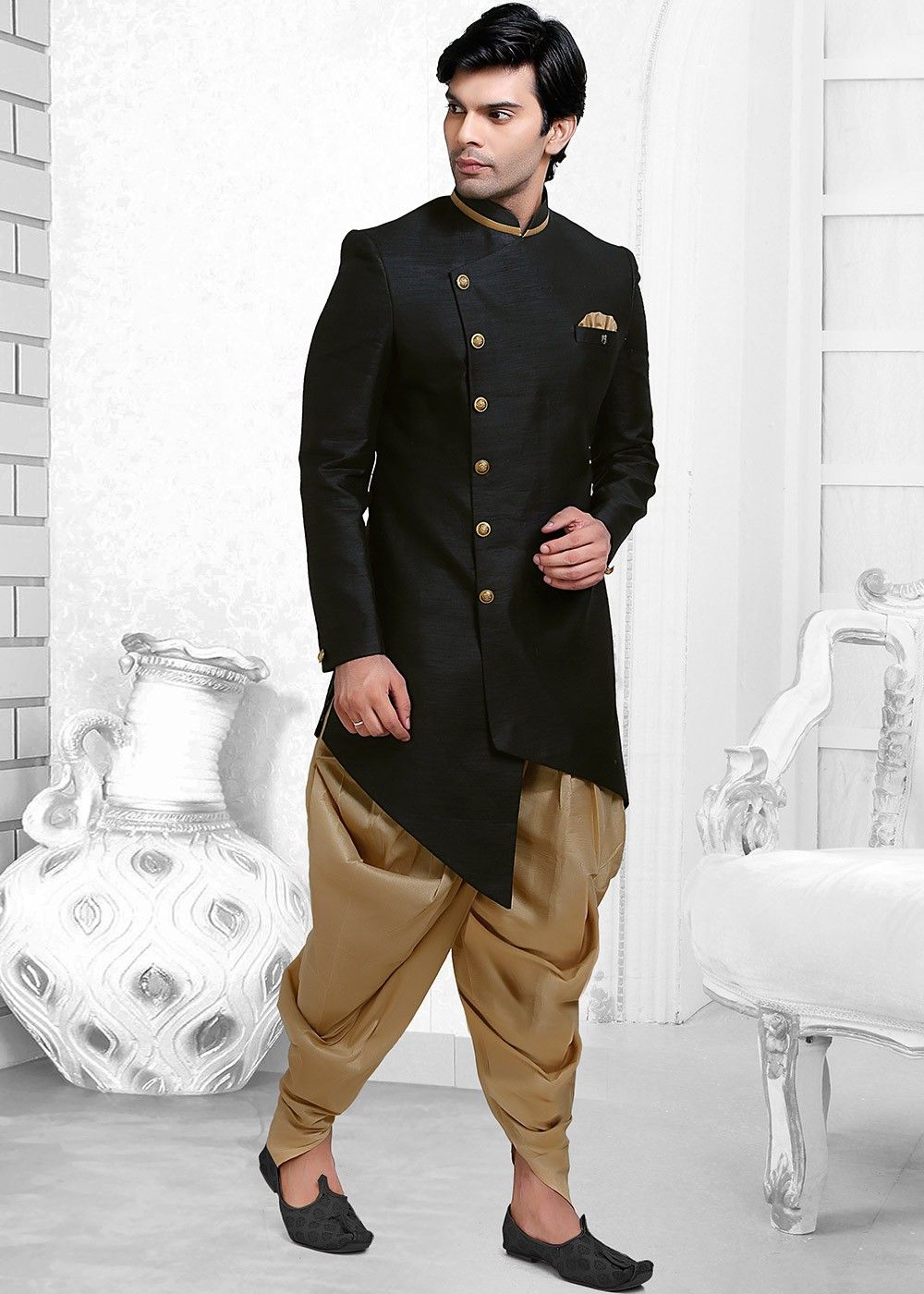 black sherwani suit