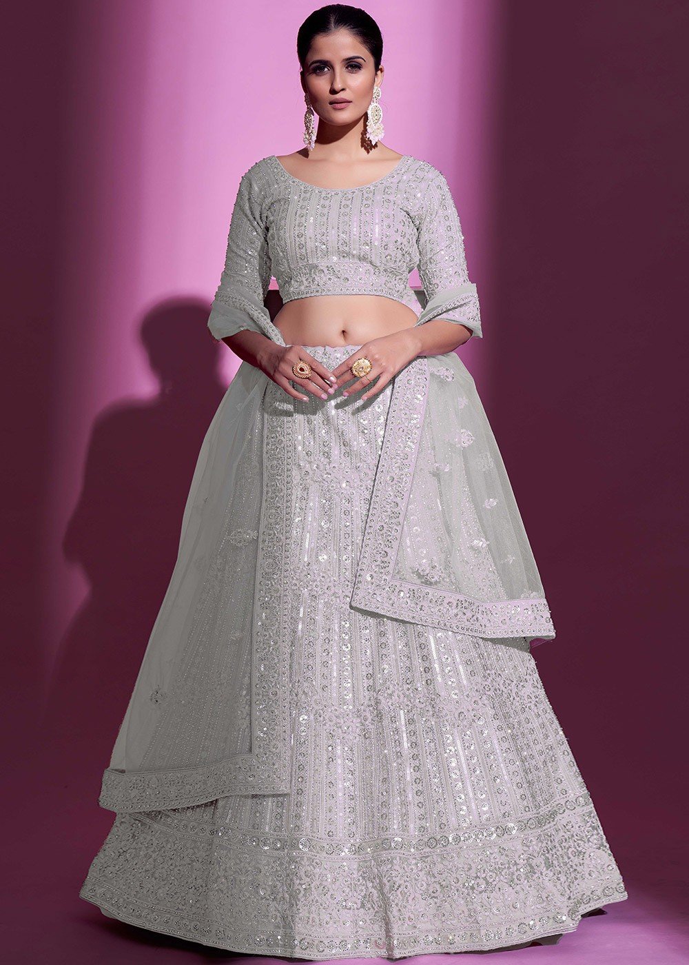 Sonam Kapoor is a vision to behold in a white and silver floral printed  lehenga | Times of India