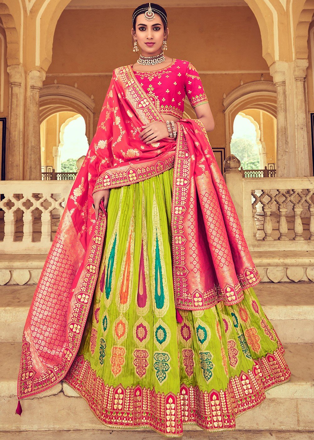 Mint Green And Pink Heavy Designer Work Wedding/PartyWear Special Lehenga  Choli - Indian Heavy Anarkali Lehenga Gowns Sharara Sarees Pakistani  Dresses in USA/UK/Canada/UAE - IndiaBoulevard