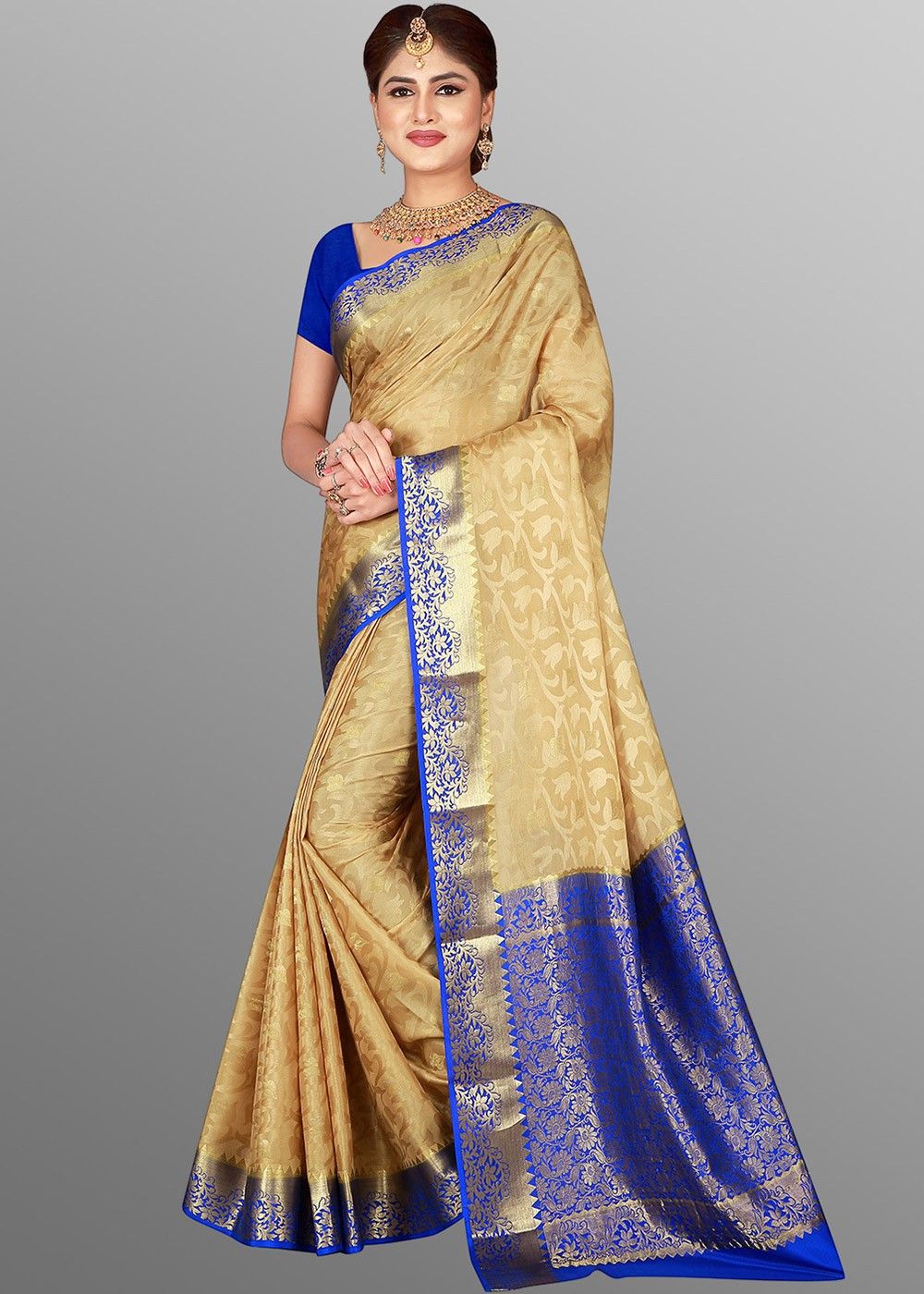 Golden Woven Silk Saree With Blouse 2825SR21