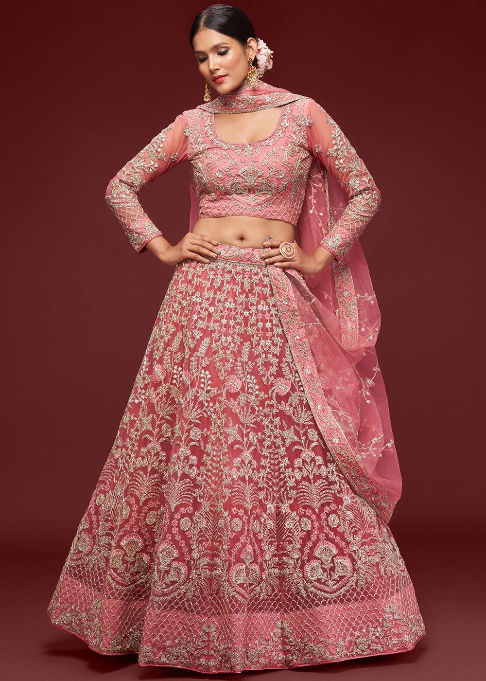 Buy Pink Wedding Lehenga Choli Online At Zeel Clothing