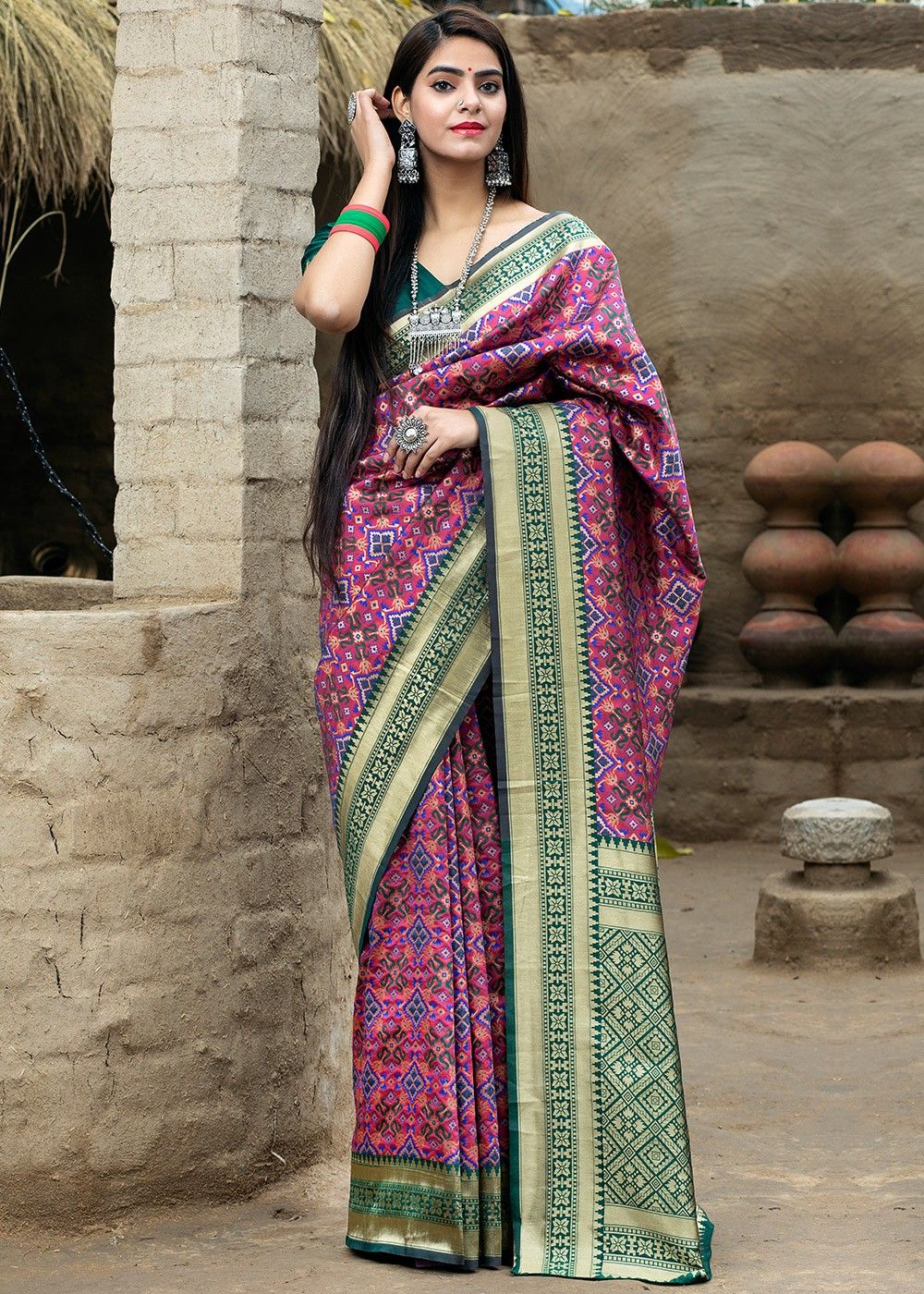 Pink Banarasi Silk Woven Saree With Blouse Latest 2877SR03