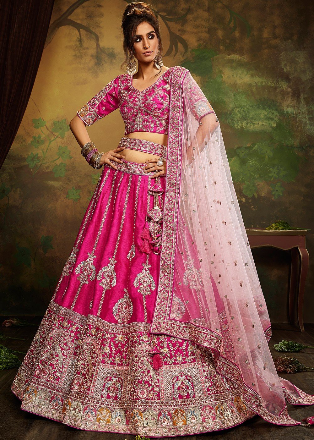 Pink Stone work Lehenga | Wedding lehenga designs, Indian wedding outfits,  Indian wedding dress