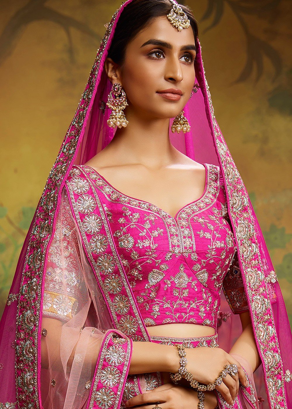 Pink lycra handwork party wear saree 5812