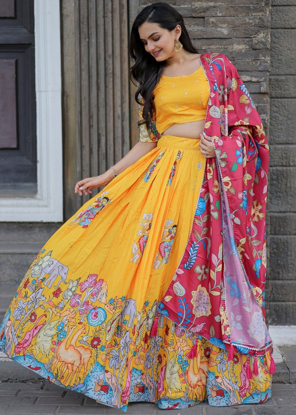 BUy Gorgeous Yellow Thread Georgette Wedding Wear Lehenga Choli From Zeel  Clothing