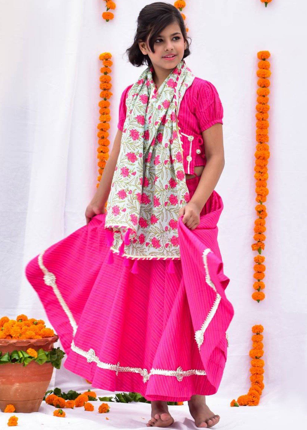 Georgette Thread Pink Lehenga Choli with Dupatta - LC3926