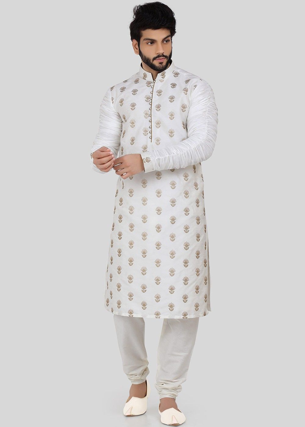 White Cotton Kurta Men Indian Clothing Fashion Shirt Embroidered Men Kurta 