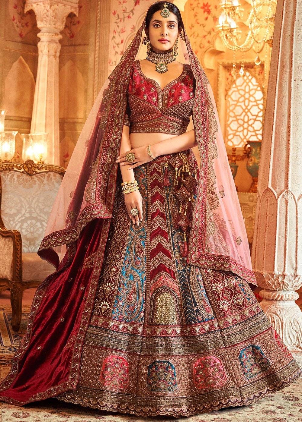 Popular Multi Colour Bridal Lehenga Choli, Multi Colour Bridal Lehengas and Multi  Colour Bridal Ghagra Chaniya Cholis Online Shopping