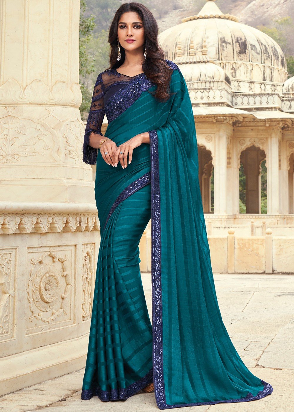 Buy Blue Sarees for Women by AARRAH Online | Ajio.com