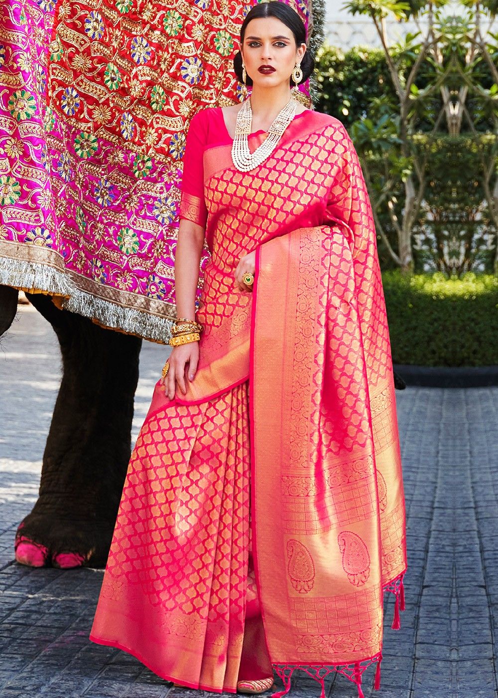 Pink Bridal Kanjivaram Silk Saree Latest 3088SR04