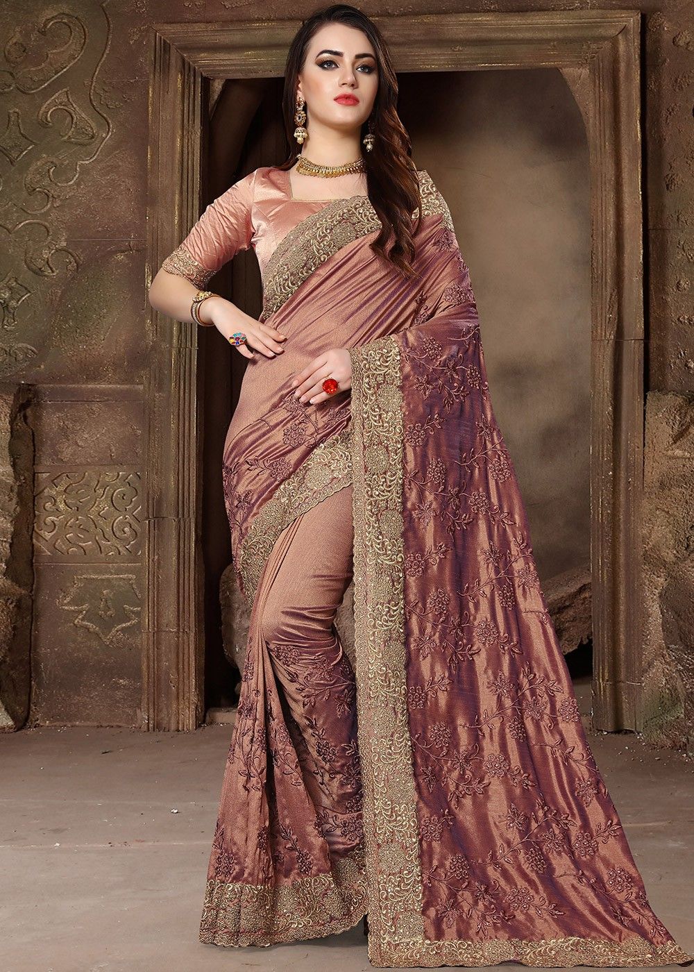 Details more than 81 brown colour saree latest