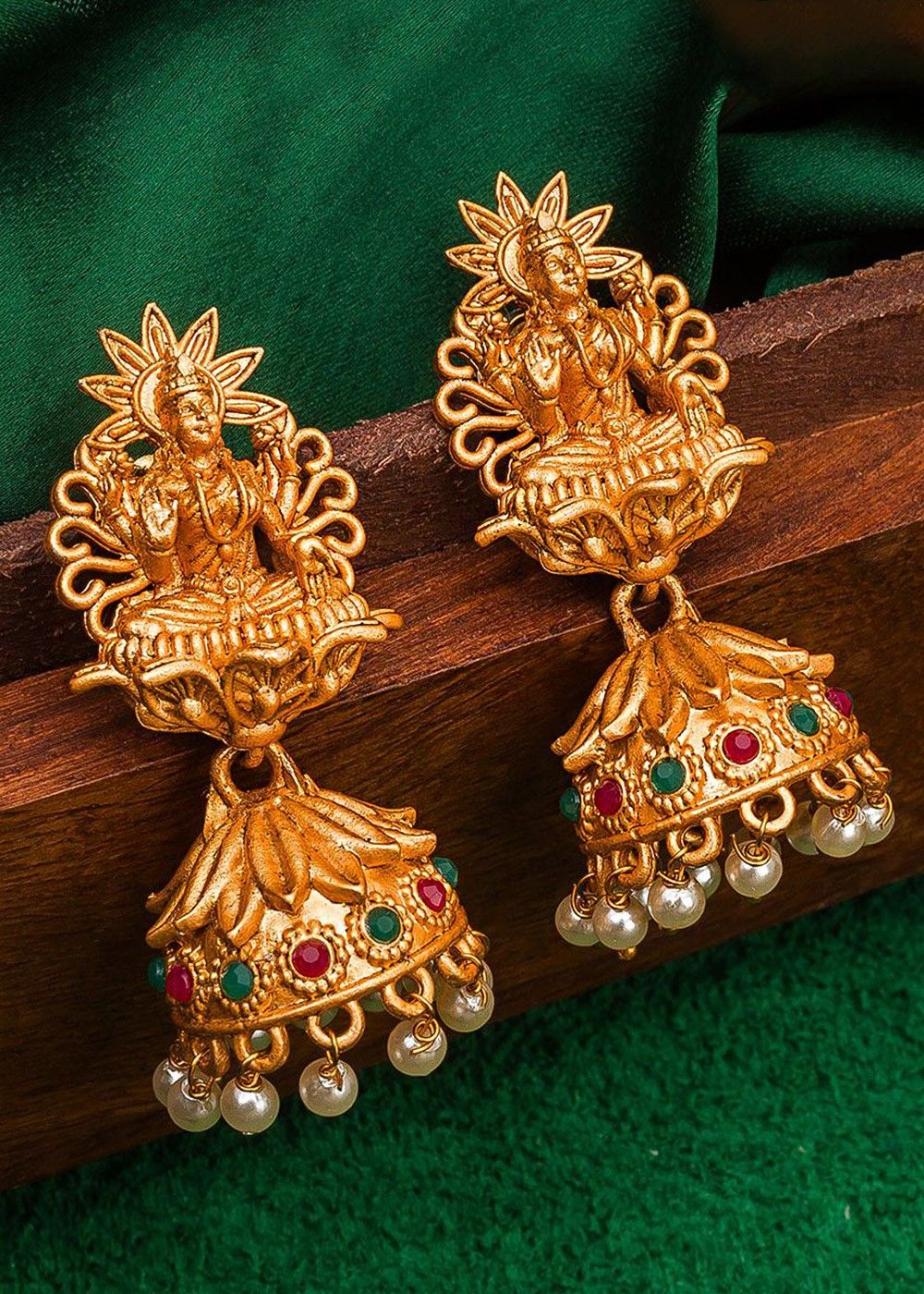 Gold Plated Bollywood Traditional Pearl  Gold Platted WHITE Color  Oxidised Hoop Jhumka Earrings for Women