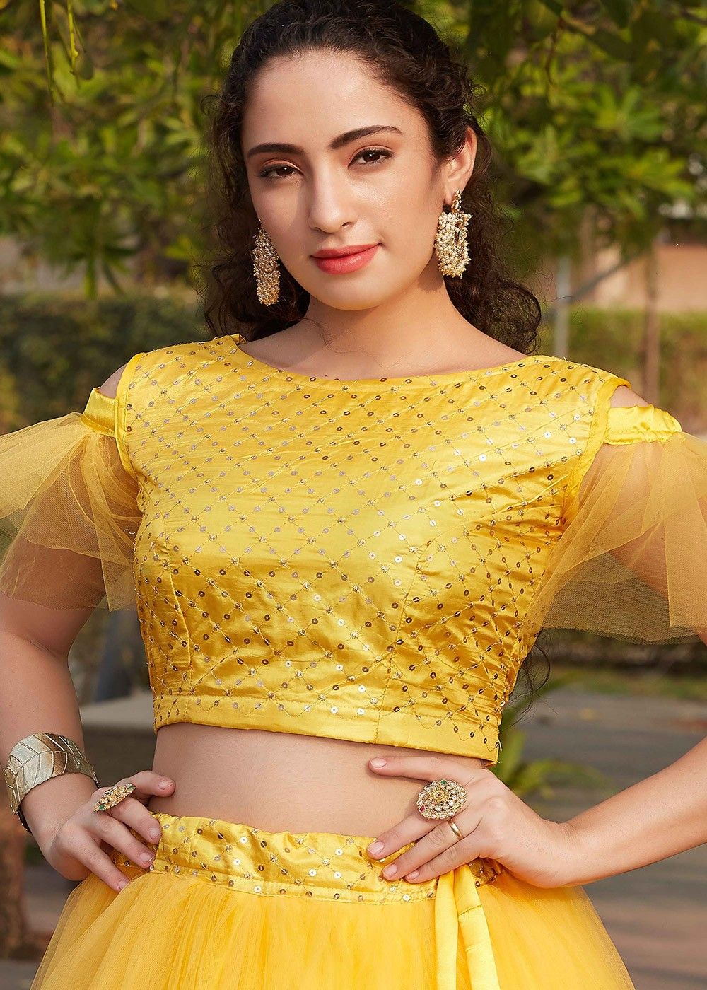 Buy BownBee Girls Cotton Block Print Cold Shoulder Lehenga Choli Indian  Traditional Ethnic Dress for Kids with Half Sleeve, Round Neck, Dresses for  Baby Girl, (Yellow, 1-2 Yrs) at Amazon.in