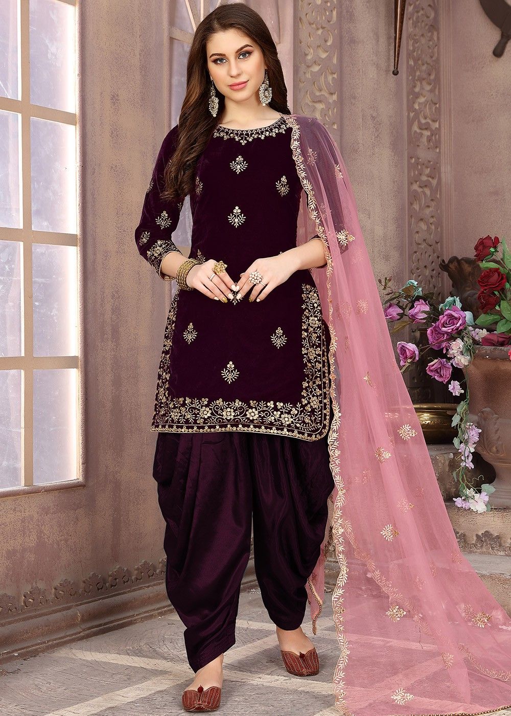 Punjabi Suits : Black georgette sequence work party wear ...