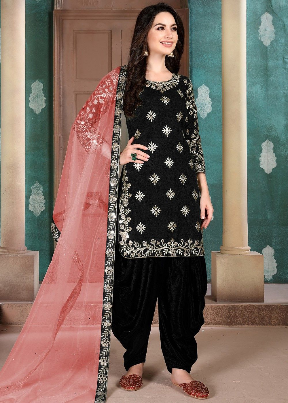 Black Color Party Wear Salwar Suit in Georgette With Heavy Sequence Work in  USA, UK, Malaysia, South Africa, Dubai, Singapore