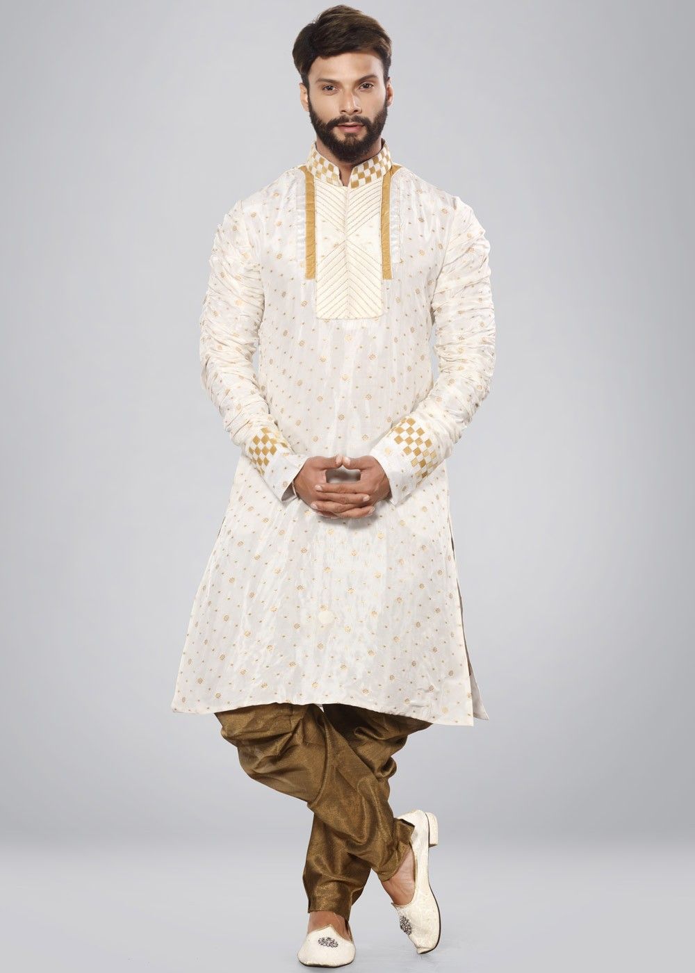 Men Off White Colour Polyester Viscose Dhoti Pant / Panjakejam –  SETHUKRISHNA