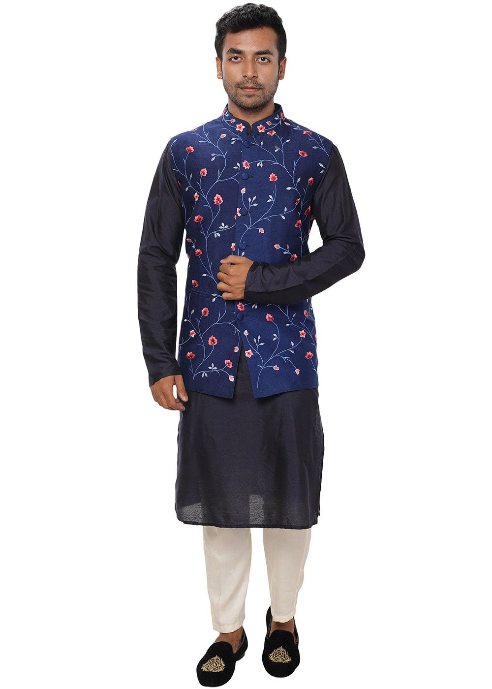 Buy online Navy Blue Cotton Nehru Jacket from Jackets for Men by Hangup for  1299 at 68 off  2023 Limeroadcom