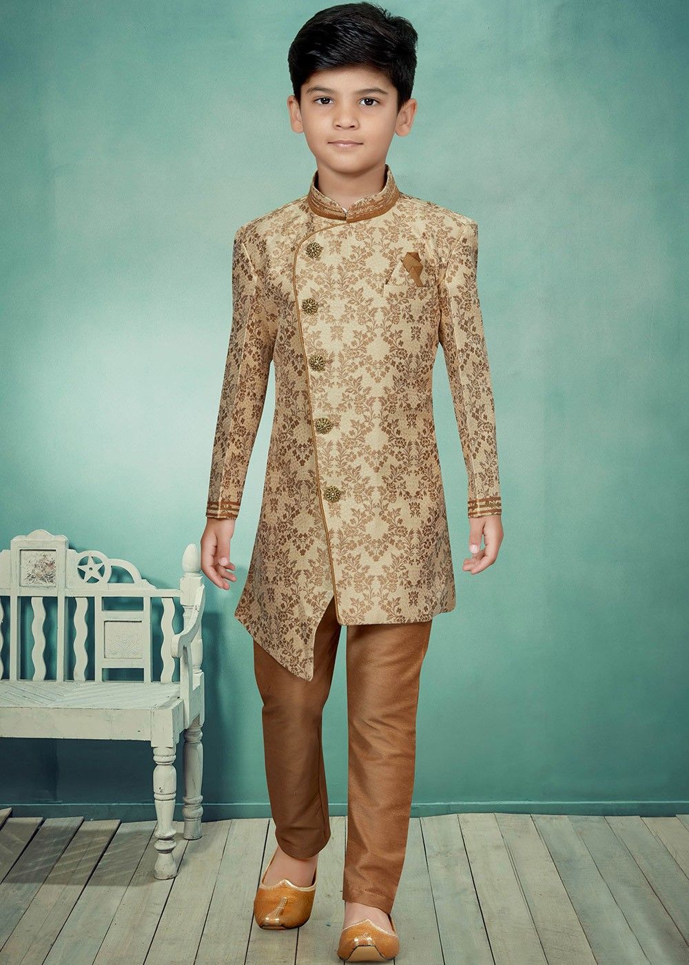 AJ DEZINES Kids Indo Western Sherwani Set For Boys (1007-BLUE-4) :  Amazon.in: Fashion