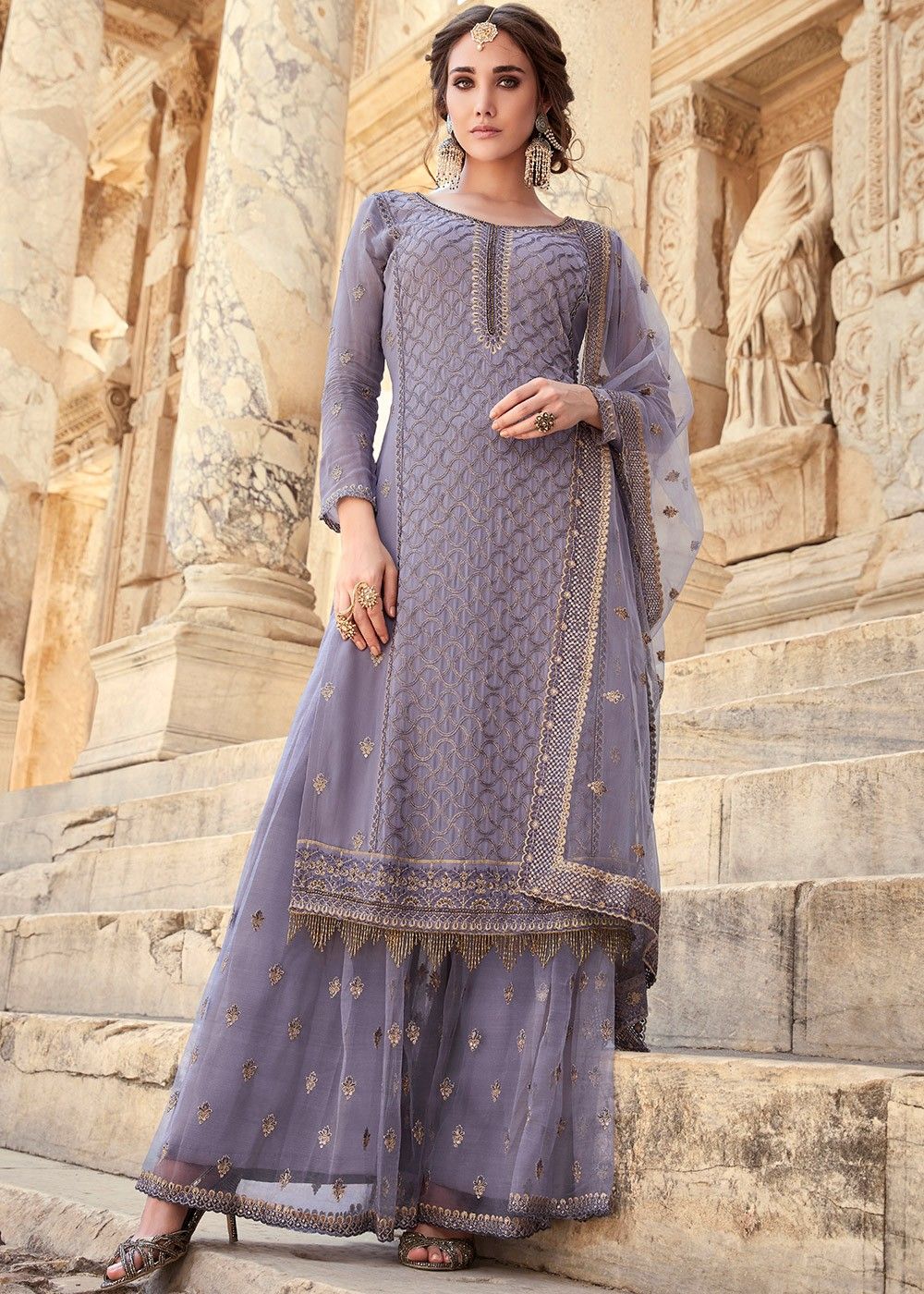 Pakistani stitched  designer sharara plazzo Salwar Kameez Indian dress Suit 