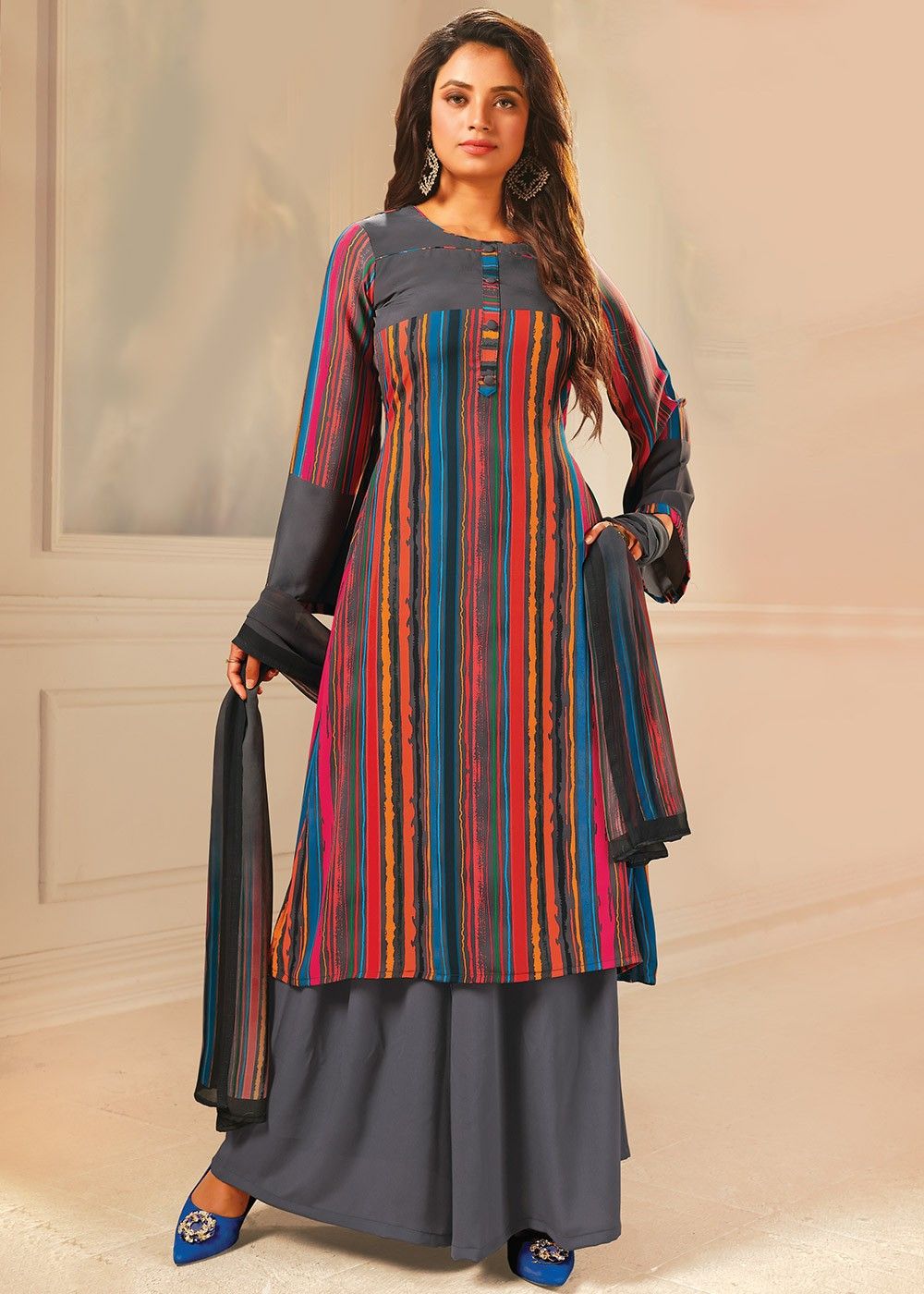 Buy online Girl Striped Print Kurta Sharara Set from ethnic wear for Women  by Readiprint Fashions for ₹1129 at 52% off | 2024 Limeroad.com