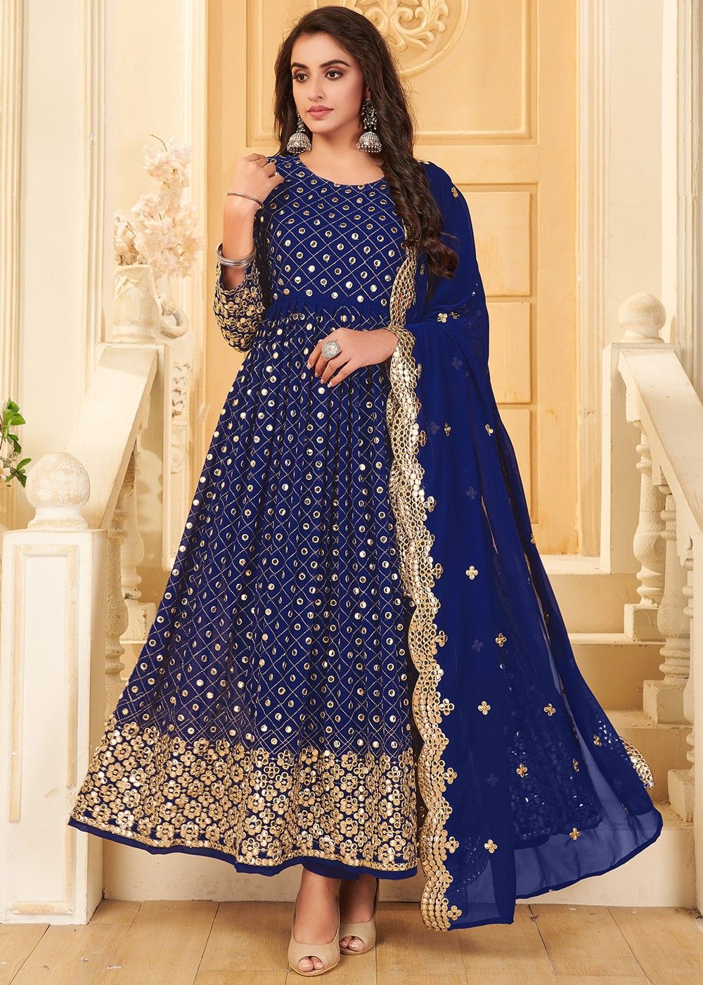 Soft Peach Heavy Designer Work Anarkali Suit - Indian Heavy Anarkali  Lehenga Gowns Sharara Sarees Pakistani Dresses in USA/UK/Canada/UAE -  IndiaBoulevard