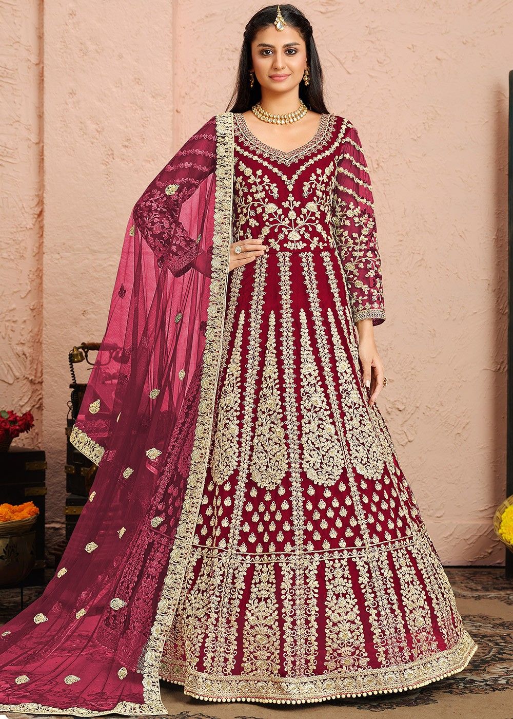 Bridal Red Heavy Golden Work Sharara Suit - Indian Heavy Anarkali Lehenga  Gowns Sharara Sarees Pakistani Dresses in USA/UK/Canada/UAE - IndiaBoulevard