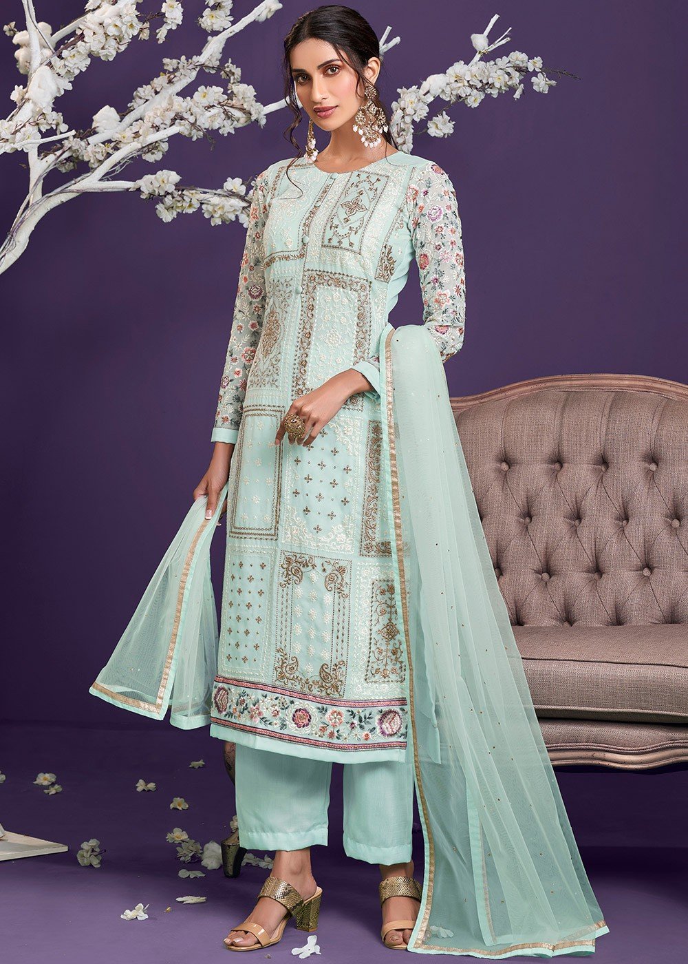 Multi Color Digital Printed Pant Style Salwar Suit