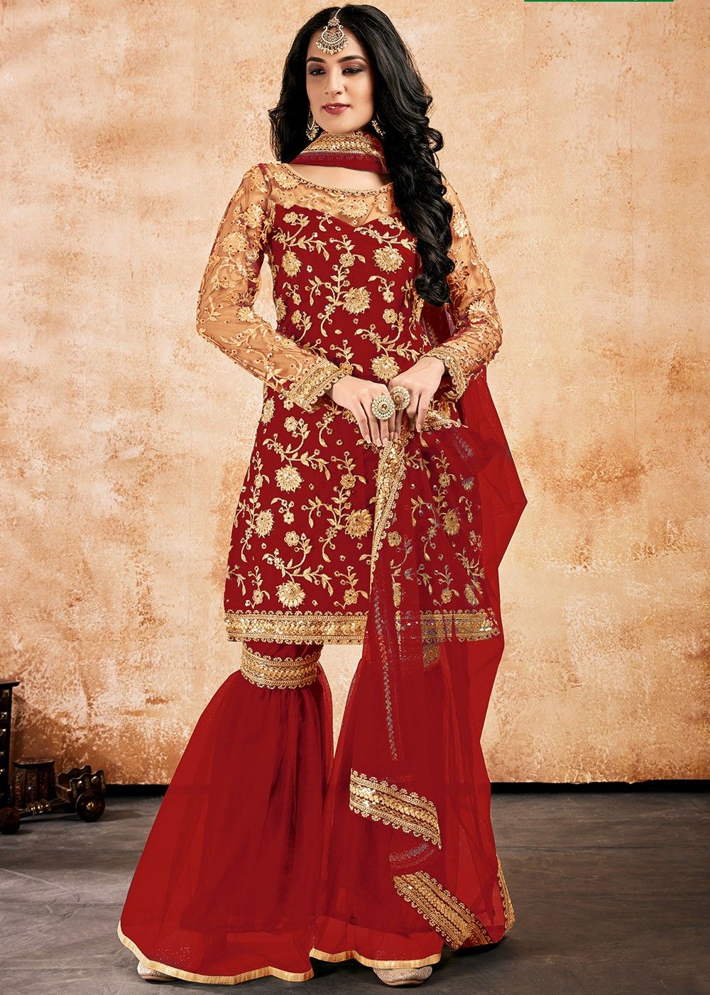 Sharara Suit With Zari Embroidery 3912SL03