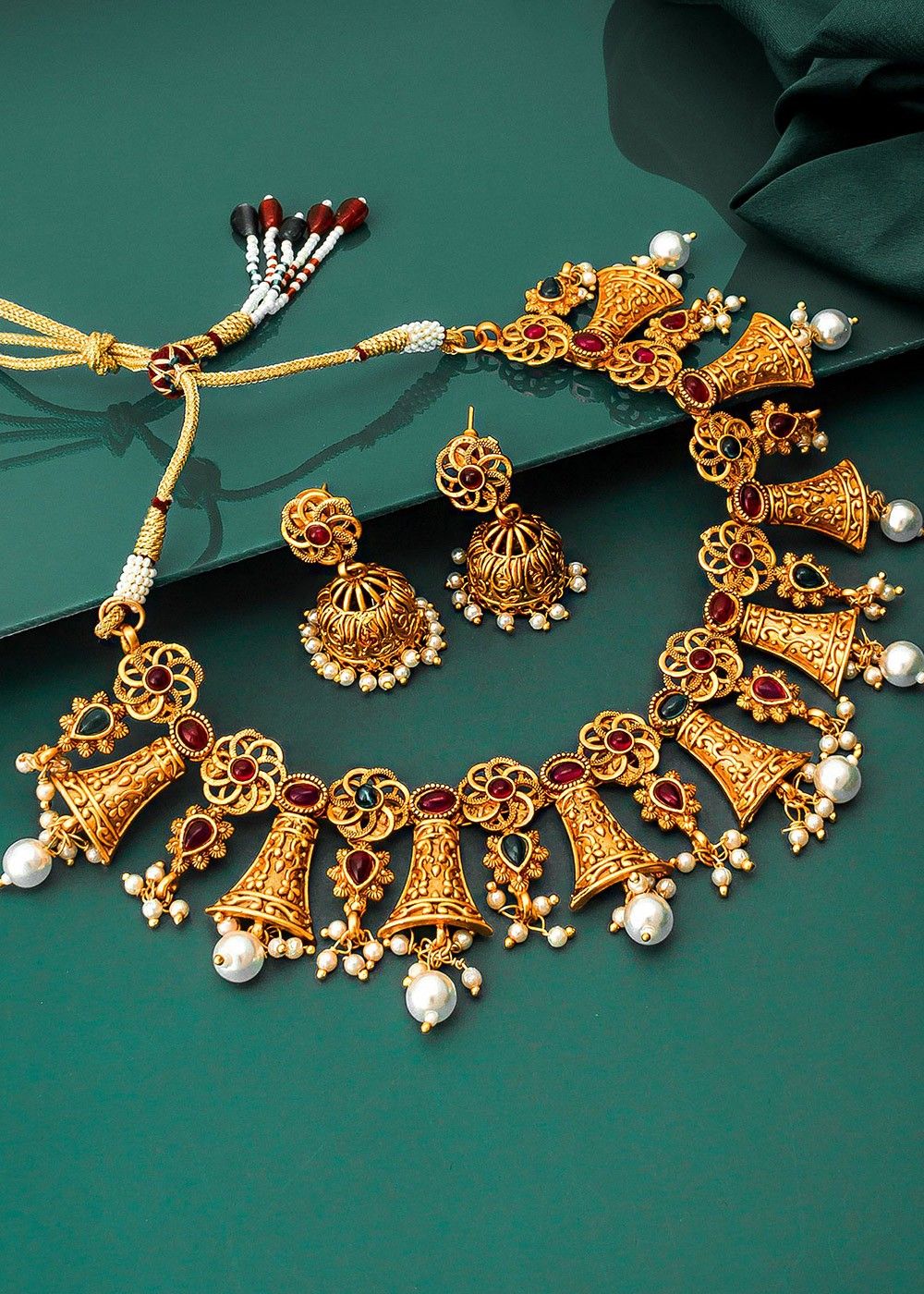 Buy Jfl - Jewellery For Less Traditional One Gram Gold Plated Spiral  Designer Necklace Set With Jhumka Earring For Women Online at Best Prices  in India - JioMart.