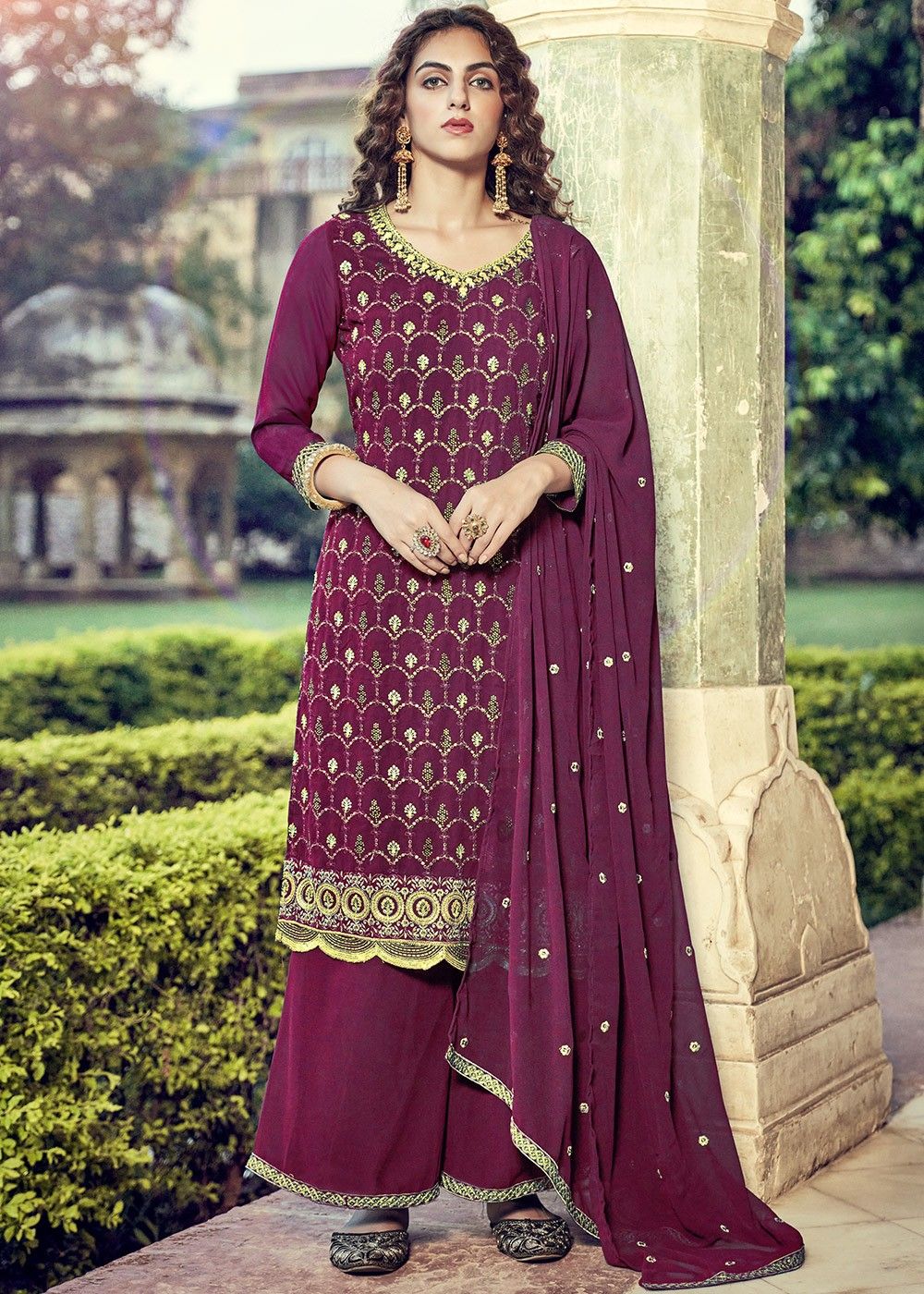 Stunning Pastel Banarasi Silk Suit with Purple Organza Dupatta – Luxurion  World