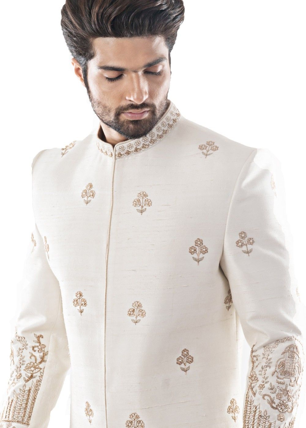 Readymade Off White Embroidered Groom Sherwani Set 405MW05