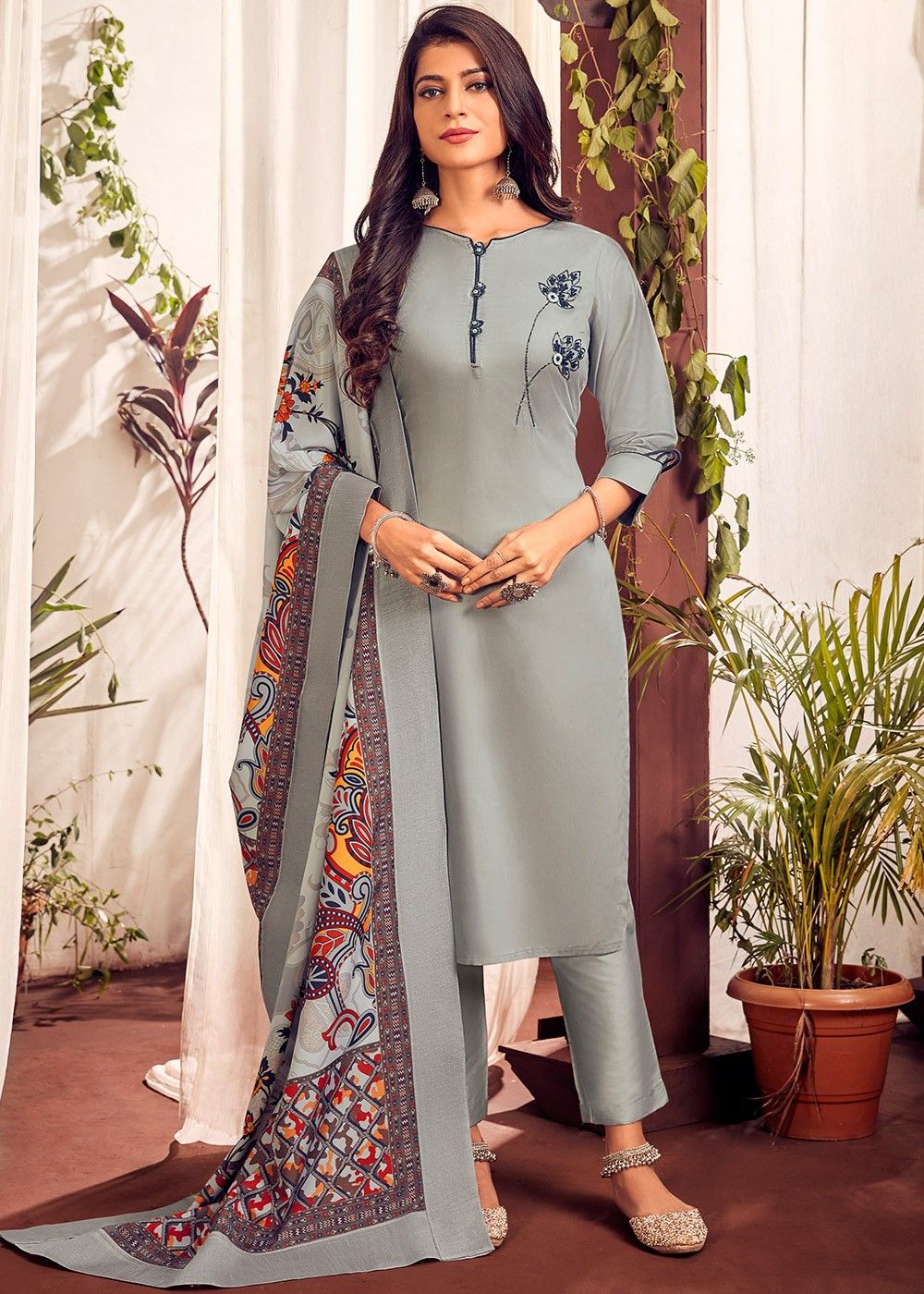 Buy Handloom Indian Trouser Suit In Light Blue Colour Online  LSTV04996   Andaaz Fashion