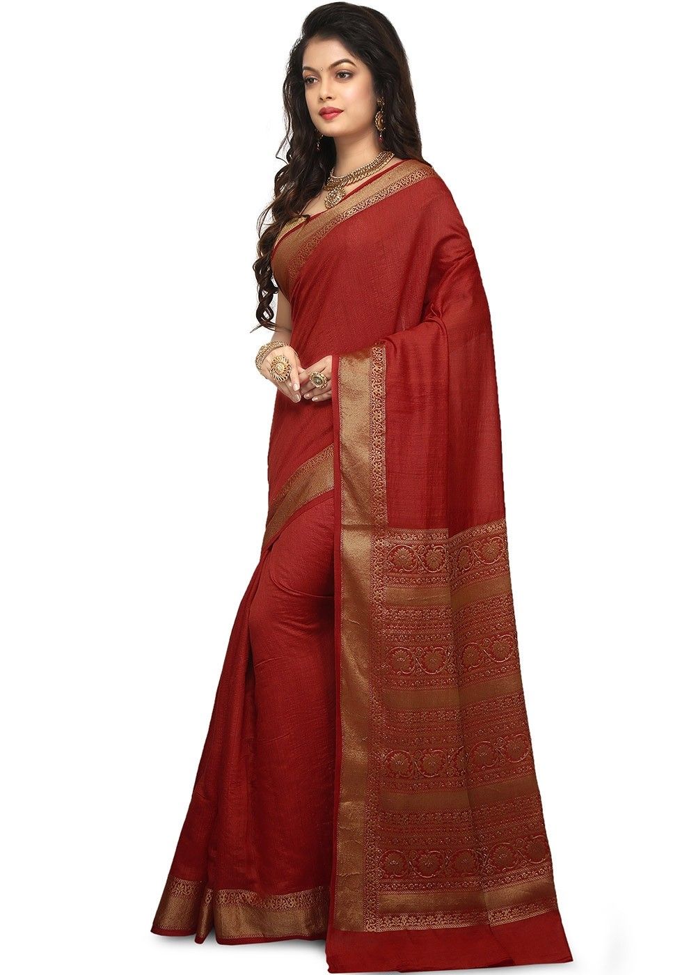 ALL SILKS Sarees  Buy ALL SILKS Maroon Zari woven Banarasi Saree with  Unstitched Blouse Online  Nykaa Fashion