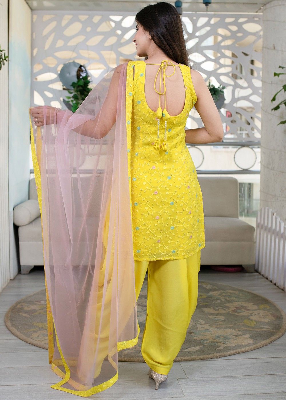 GAYRAA Anarkali Set : Buy GAYRAA Chic Yellow Tassel Anarkali Pant with  Dupatta (Set of 3) Online | Nykaa Fashion