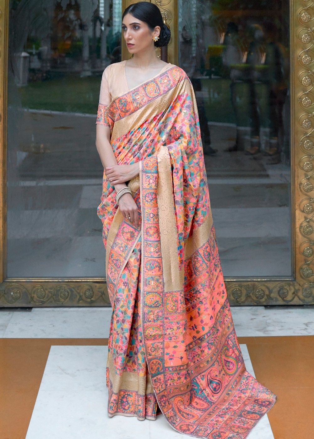 Buy Traditional Wear Beige Weaving Banarasi Silk Saree Online From Surat  Wholesale Shop.