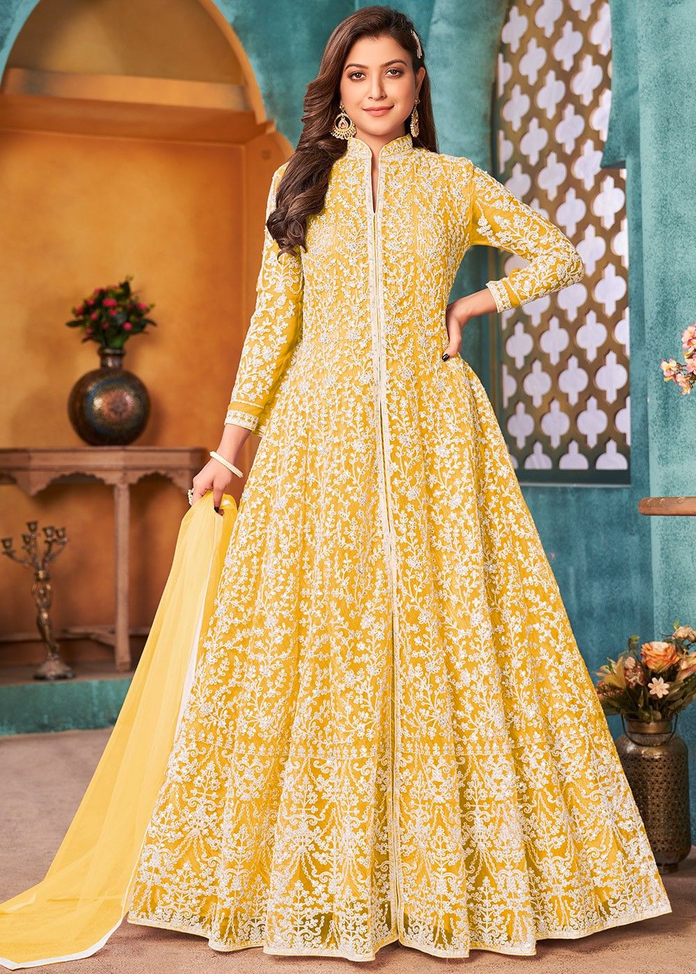 Yellow Anarkali Long Gown
