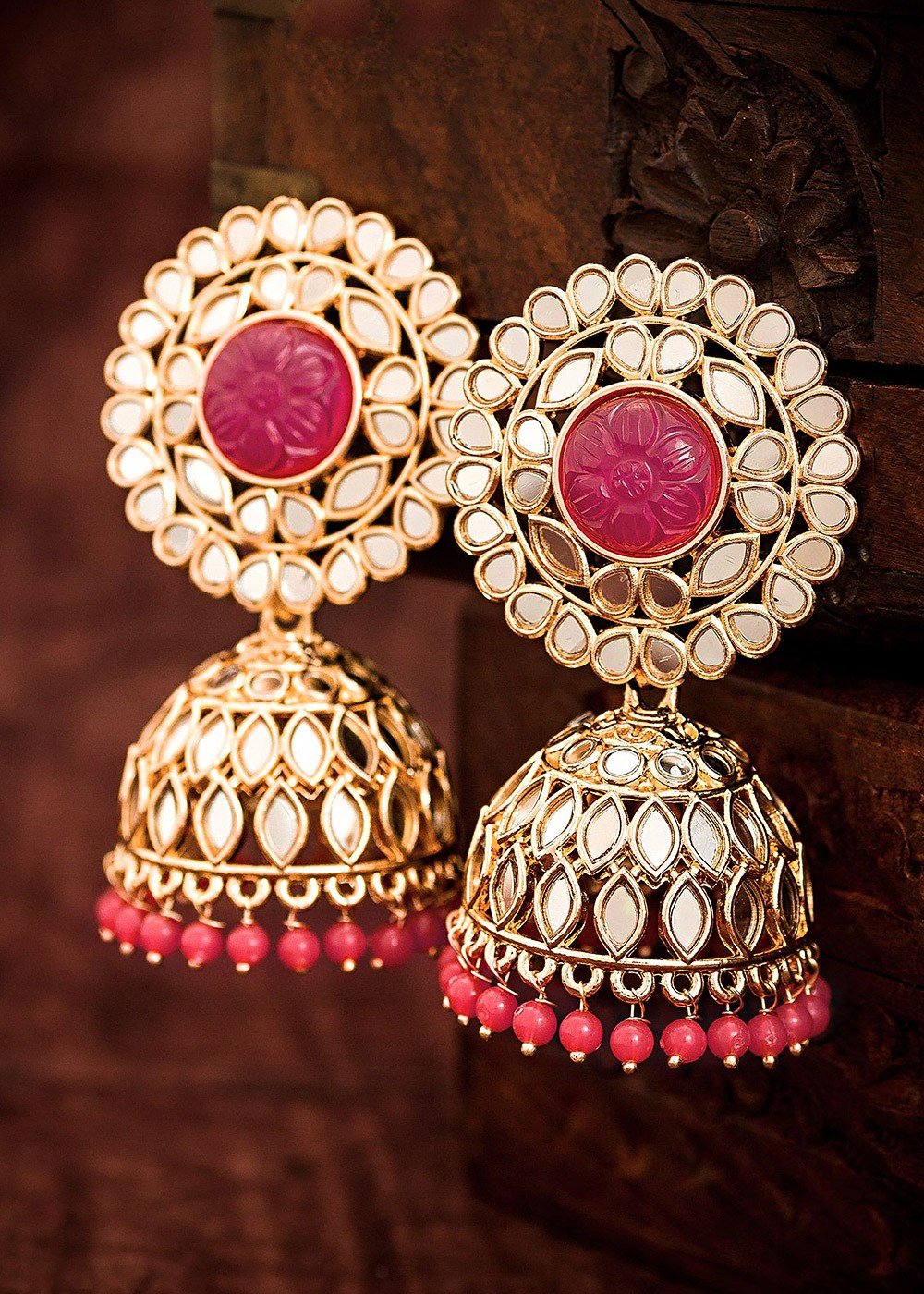 Dark Pink Jhumka Earrings for Lehenga Choli 🧡🧡 . Shop :  https://bit.ly/2OLzLjK . . #fashioncrab #pinkjhumka #pinkearrings #jhumka  #jhumki #… | Instagram