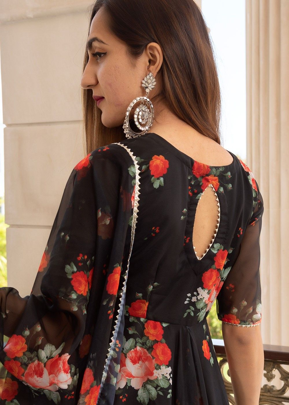 Readymade Black Floral Printed Anarkali Suit 4261SL05