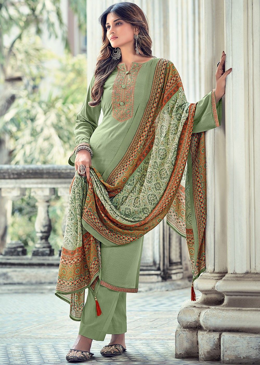 Designer Straight Salwar Suit Georgette Sea Green Embroidered Salwar K –  Kajols - Indian & Pakistani Fashion & Tailoring