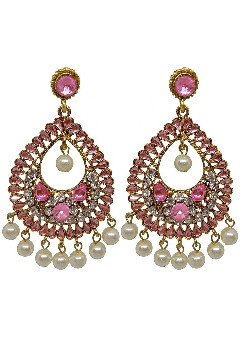 Light weight minakari baby pink earrings with pearl maatal  Maatshi