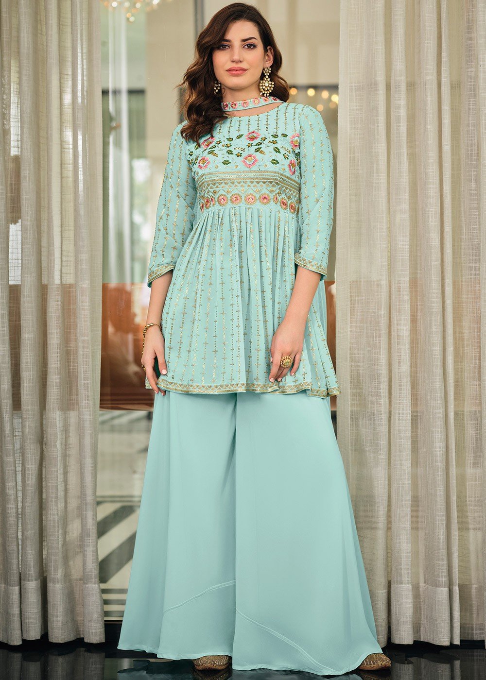 Wedding Wear Embroidered Designer Sharara Suit at Rs.4599/Piece in  jamshedpur offer by Queens Attire