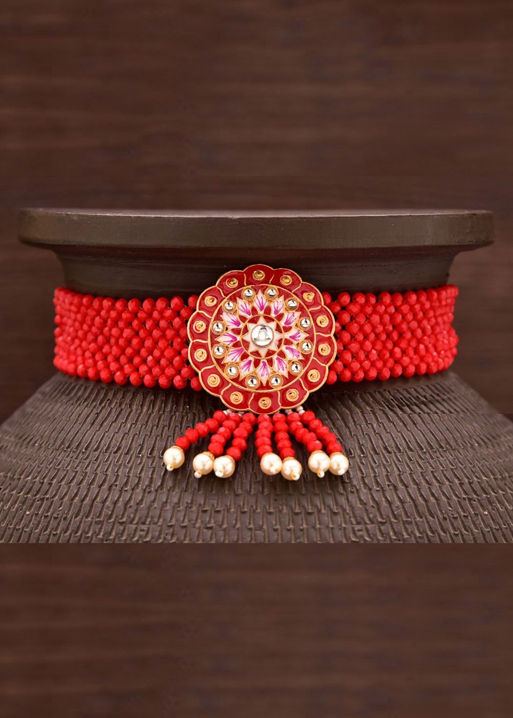 Red 3D Flower Choker - Choker Necklace - Y2K Choker Necklace - Lulus