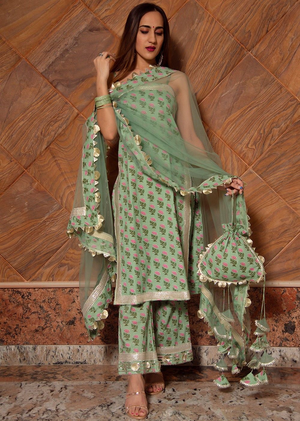 Grey Printed Stitched Suit Set | Kashvi-1006 | Cilory.com
