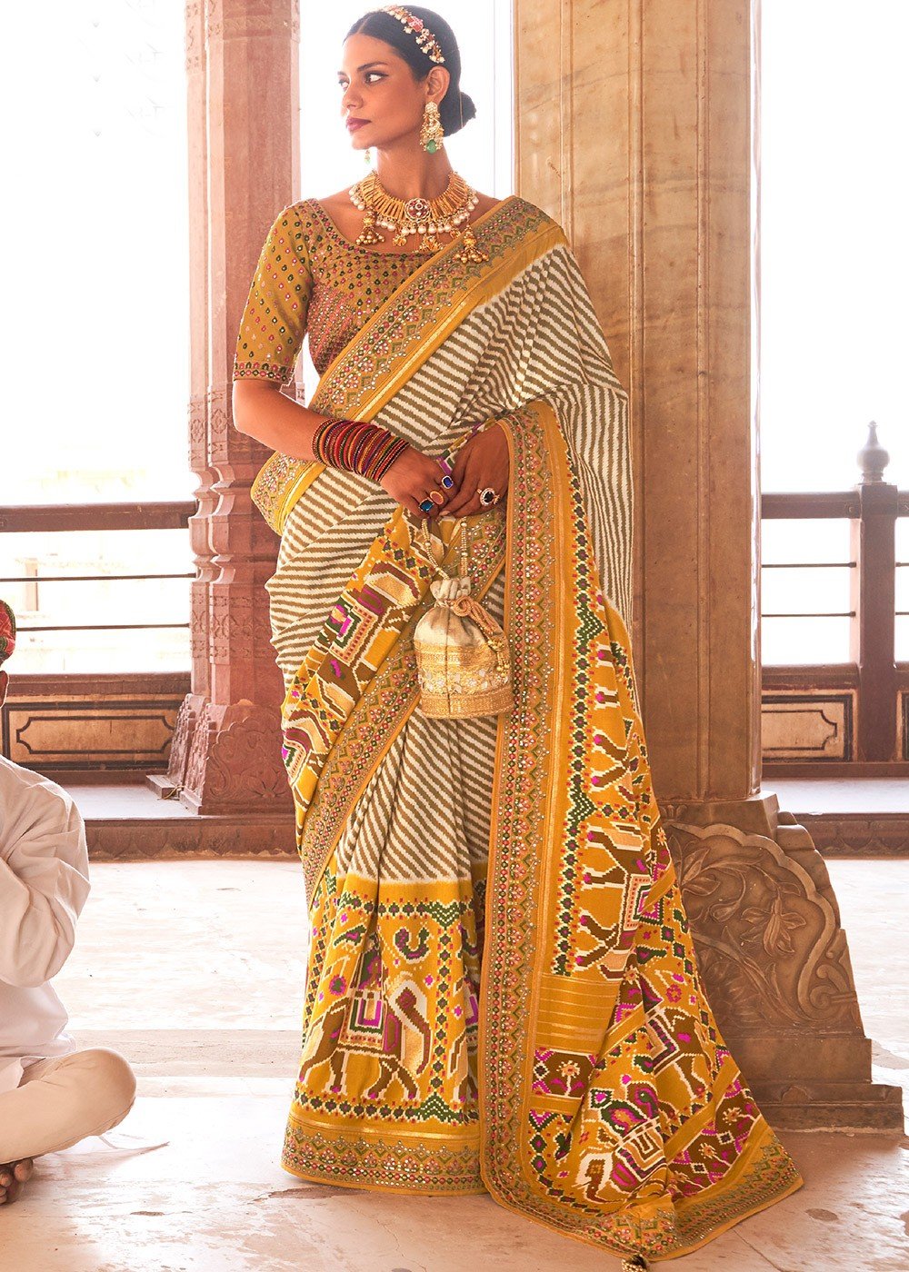 Buy Beautiful Yellow Printed Patola Saree Online in USA – Pure Elegance