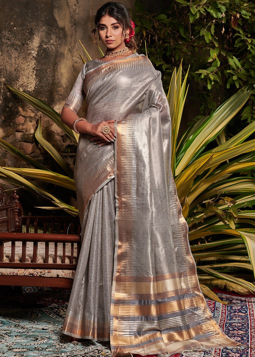 Lycra Party Wear Saree in Grey,black with Sequins,embroidered - SR22624