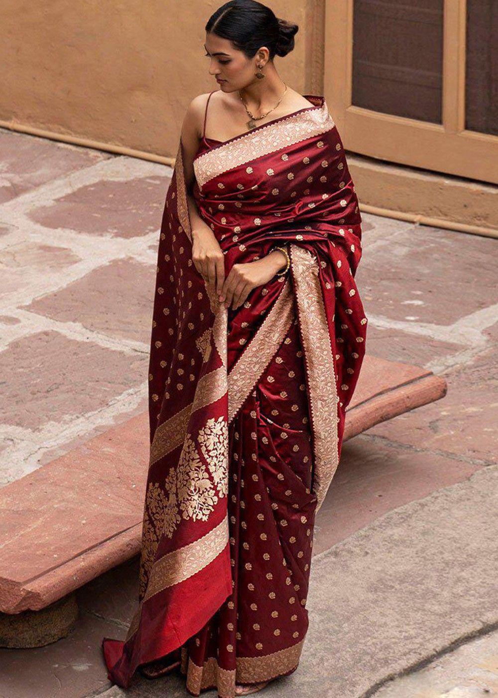 55 Latest Maroon Saree Blouse Designs to Try (2022) - Tips and Beauty