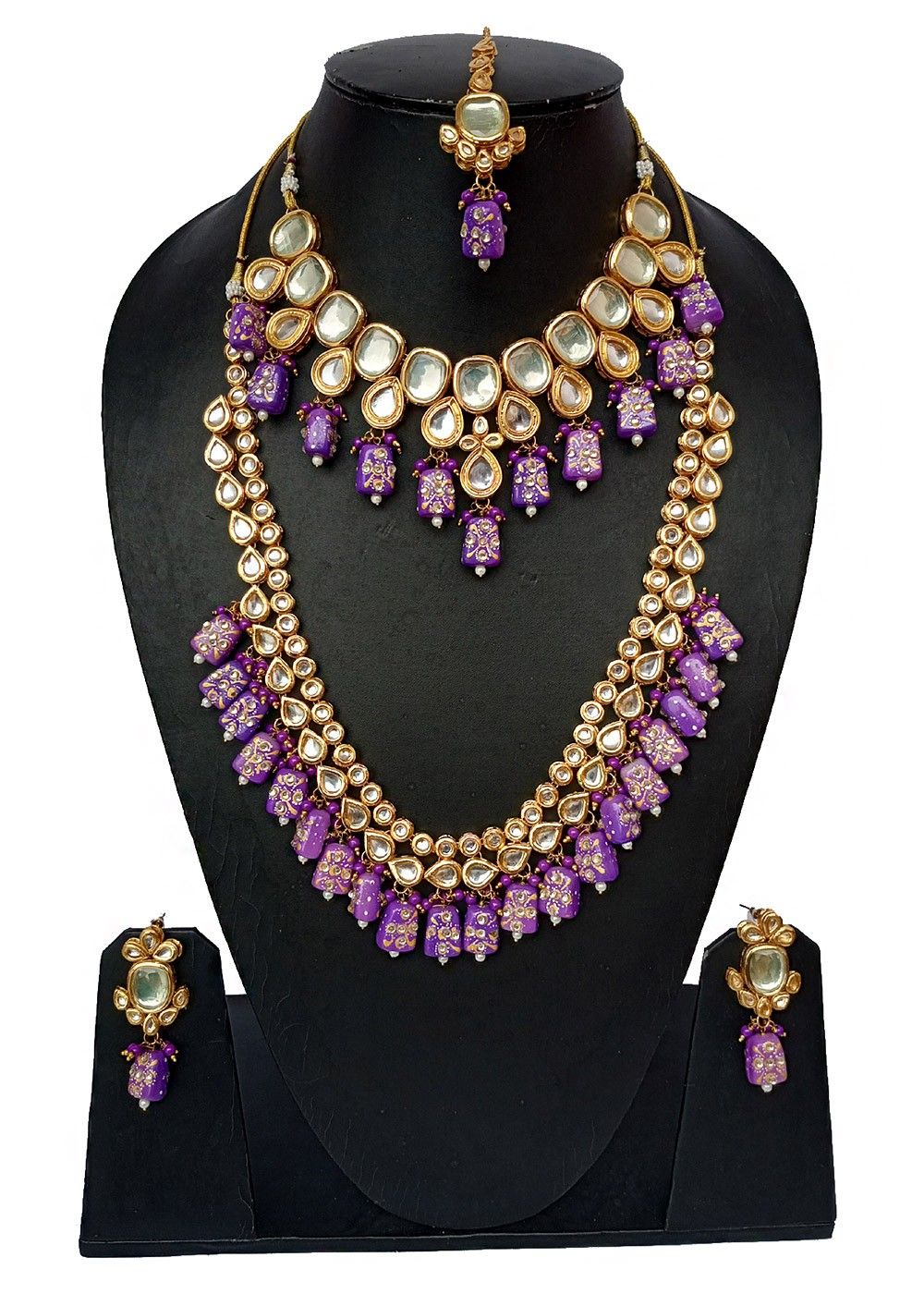 Charming purple American diamond necklace set