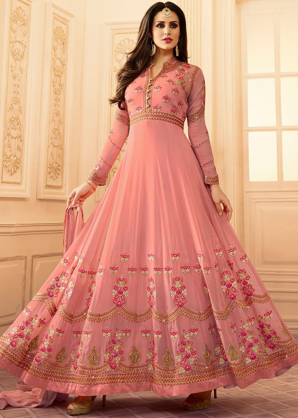 Pink Net Long Anarkali Suit 148463 | Work dresses for women, Party wear  dresses, Anarkali suit